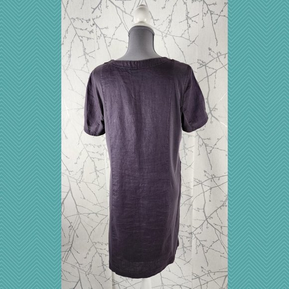 Blu9 Purple 100% Linen Midi Shift Dress w/ Pockets - Picture 4 of 5